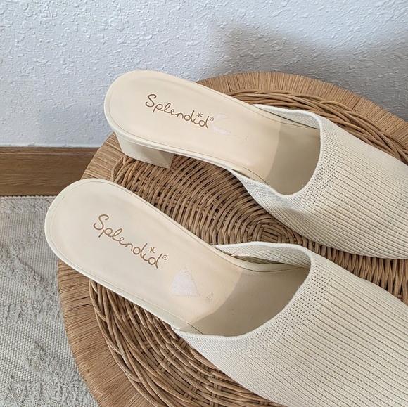 Splendid Cream Ribbed Slip On Heeled Mules 6.5 - Picture 4 of 8